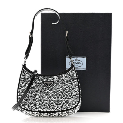 Satin Crystal Cleo Adjustable Strap Shoulder Bag Metal