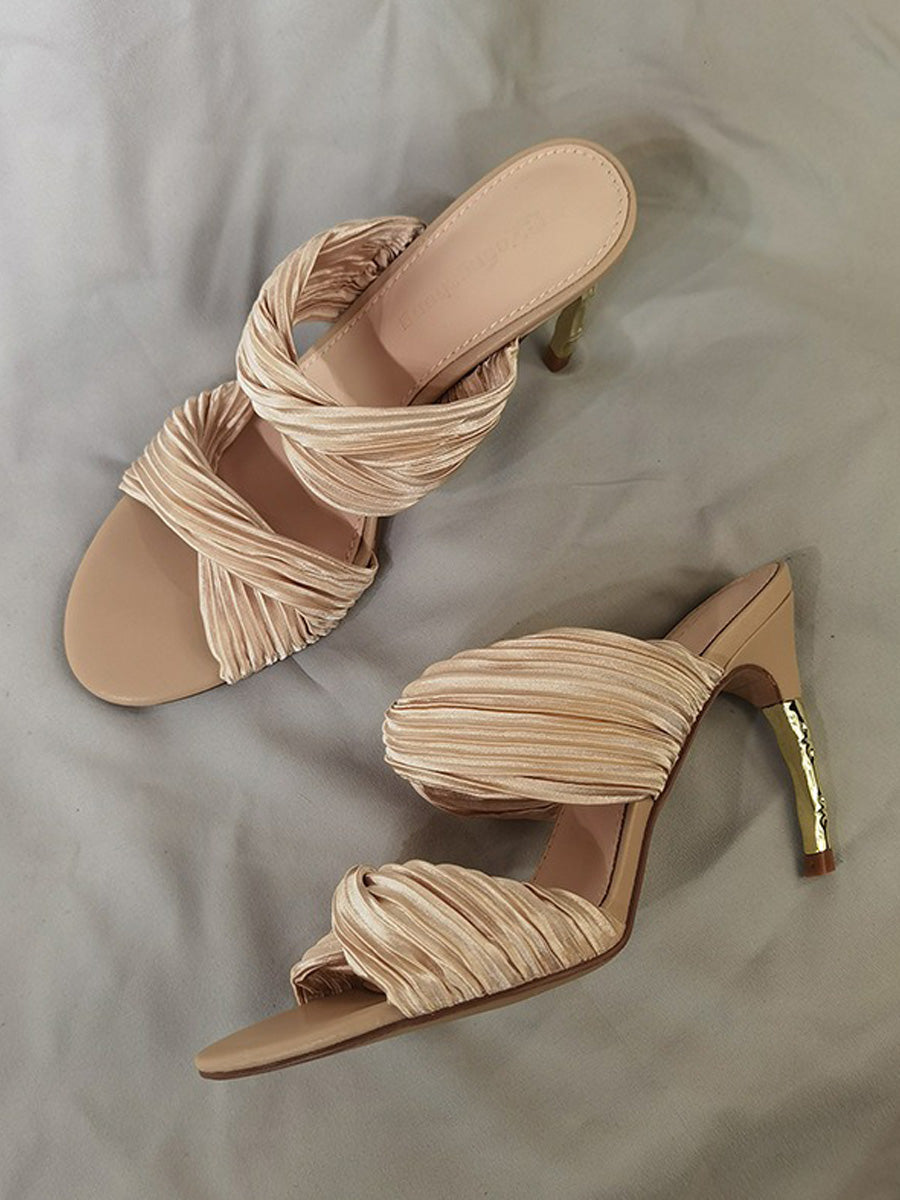 Rose Ruched High-Heeled Sandals