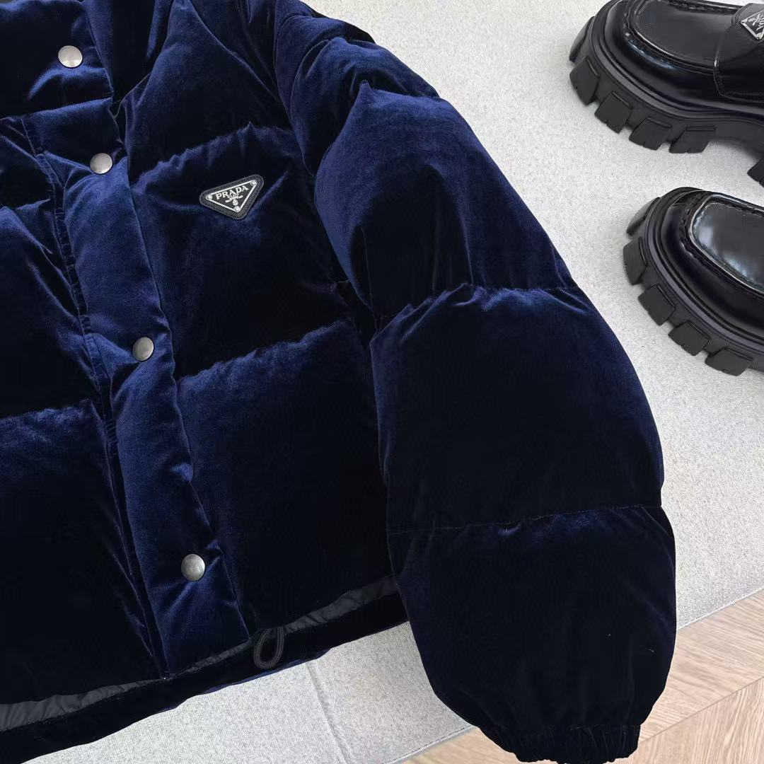 Prada Jacket Navy Blue Velvet Down