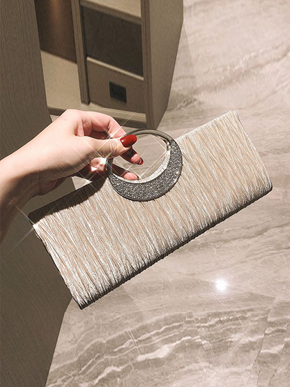 Hollow Pleated Rhinestone Sequined Banquet Handbags