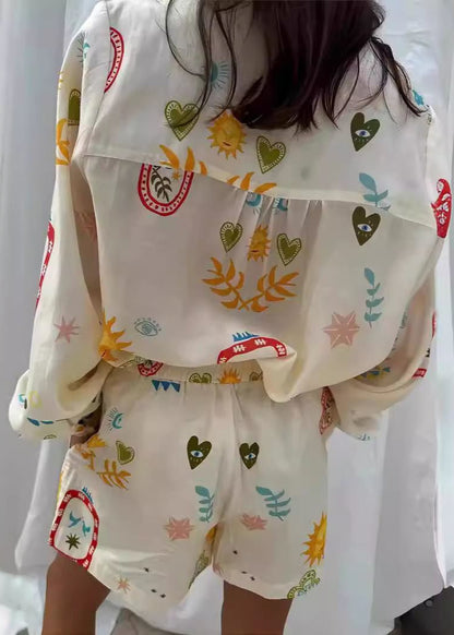 Button Down Shorts Set Lightweight Breathable Fabric