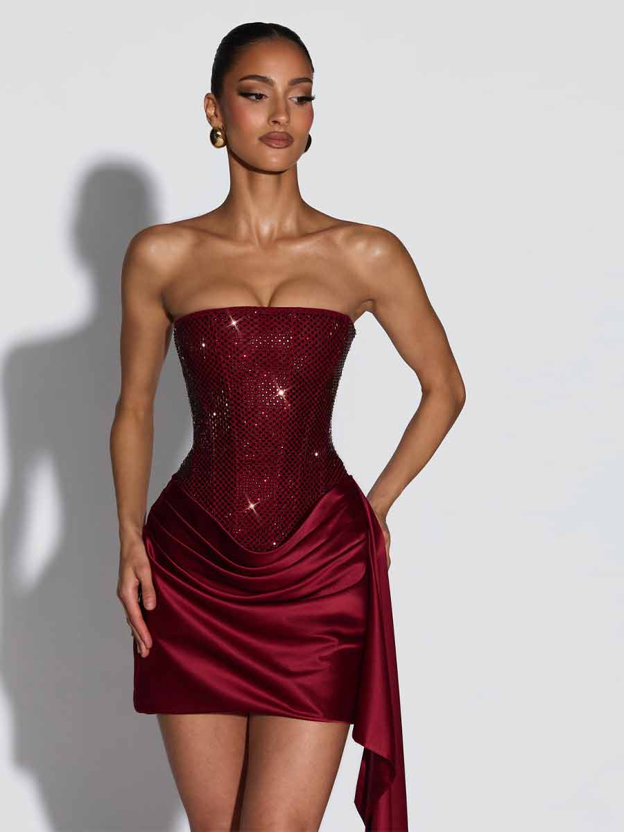 Zara Patchwork Strapless Mini Dress