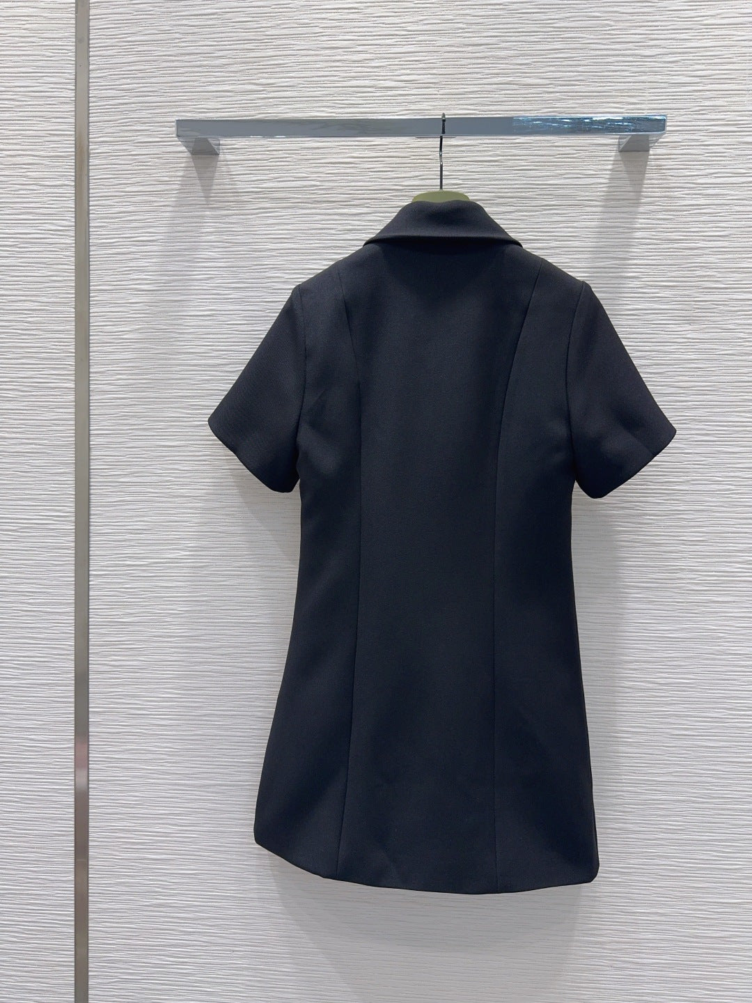 GG Crêpe Dress With Double G Button Black Wool 346685