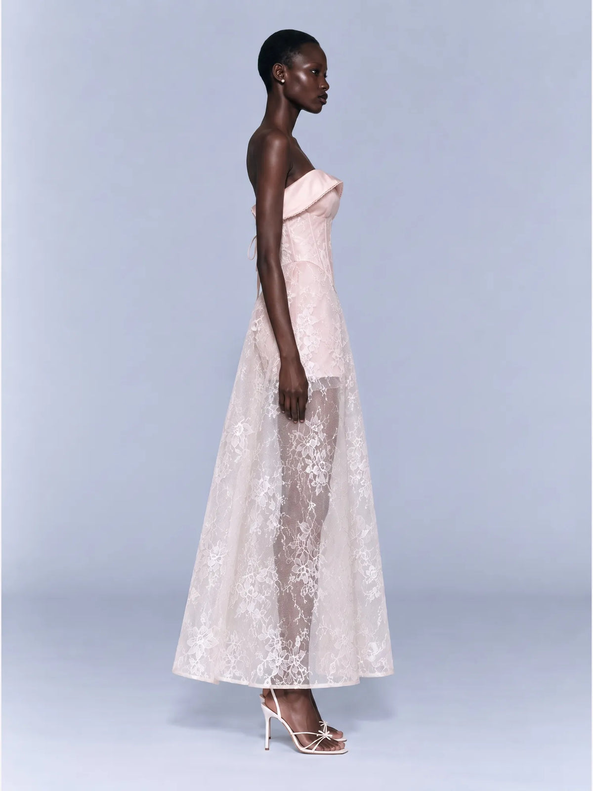 Roxana Foldover Corset Maxi Dress In White