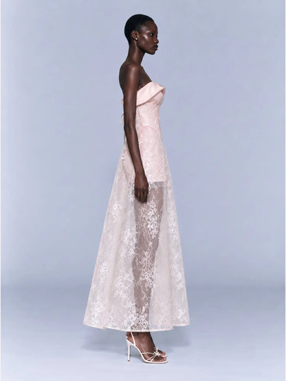 Roxana Foldover Corset Maxi Dress In White