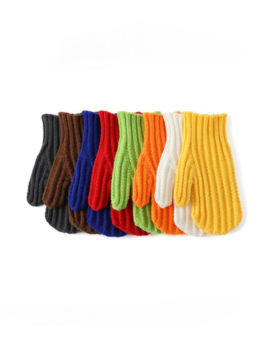 Cute Solid Color Ribbed Simple Knit Gloves