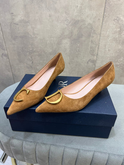 CD 26 High-Heeled 40 Pumps Tan Suede 594581