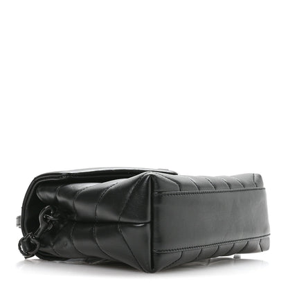 Calfskin Y Quilted Monogram Monochrome Toy Loulou Crossbody Bag Black