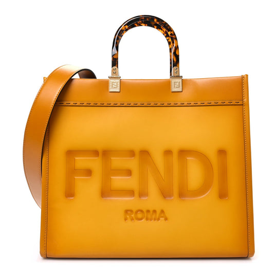 Vitello King Tamponato Plexiglass Medium Fendi Sunshine Shopper Tote Mimosa