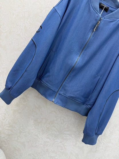 CC 26s Ribbed Collar and Stripe Jacket Blue Denim 353034