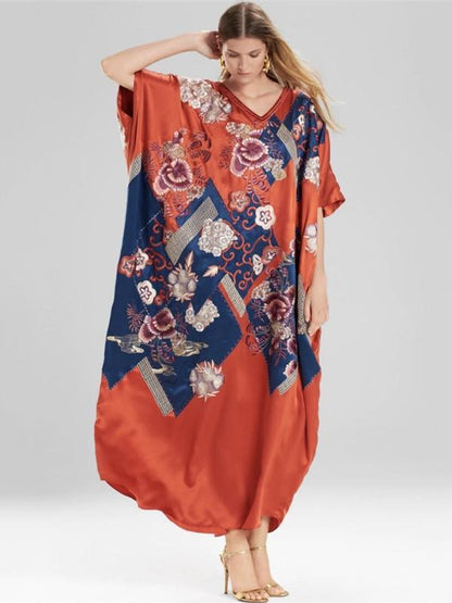New Imitation Silk Irregular Printing Beach Cover Up