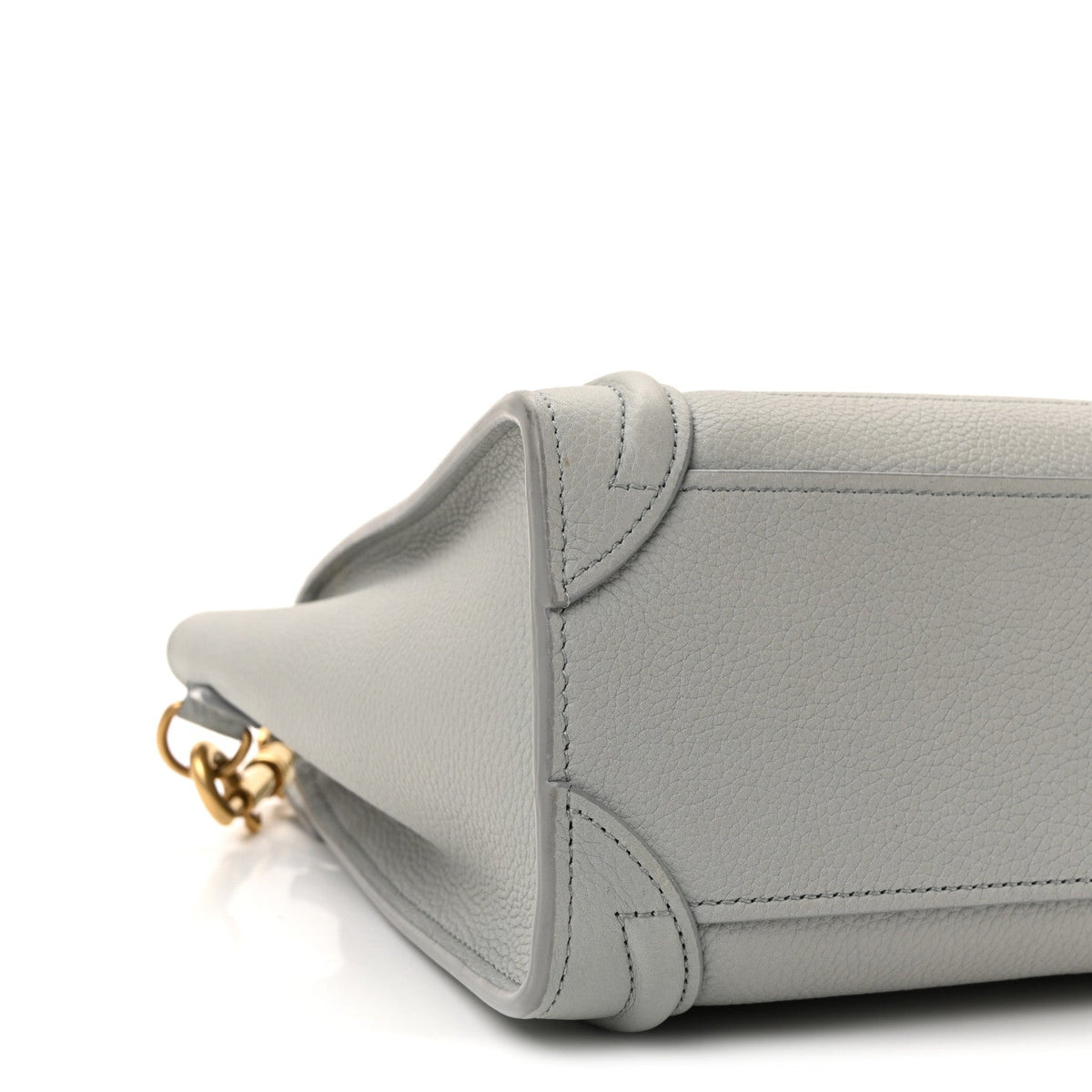 Drummed Calfskin Nano Luggage Pearl Blue