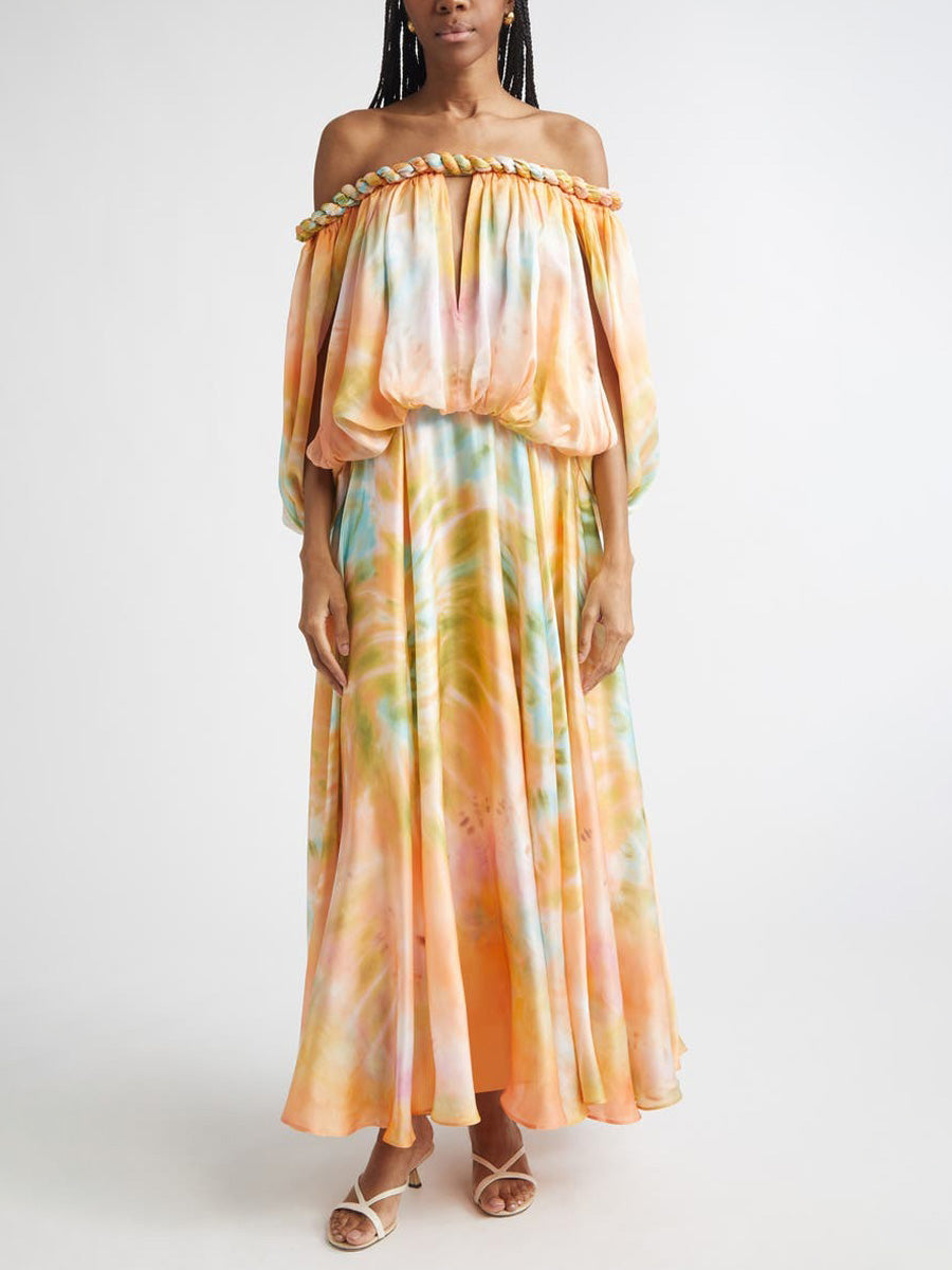 Vivian Twist Print Silk Gown