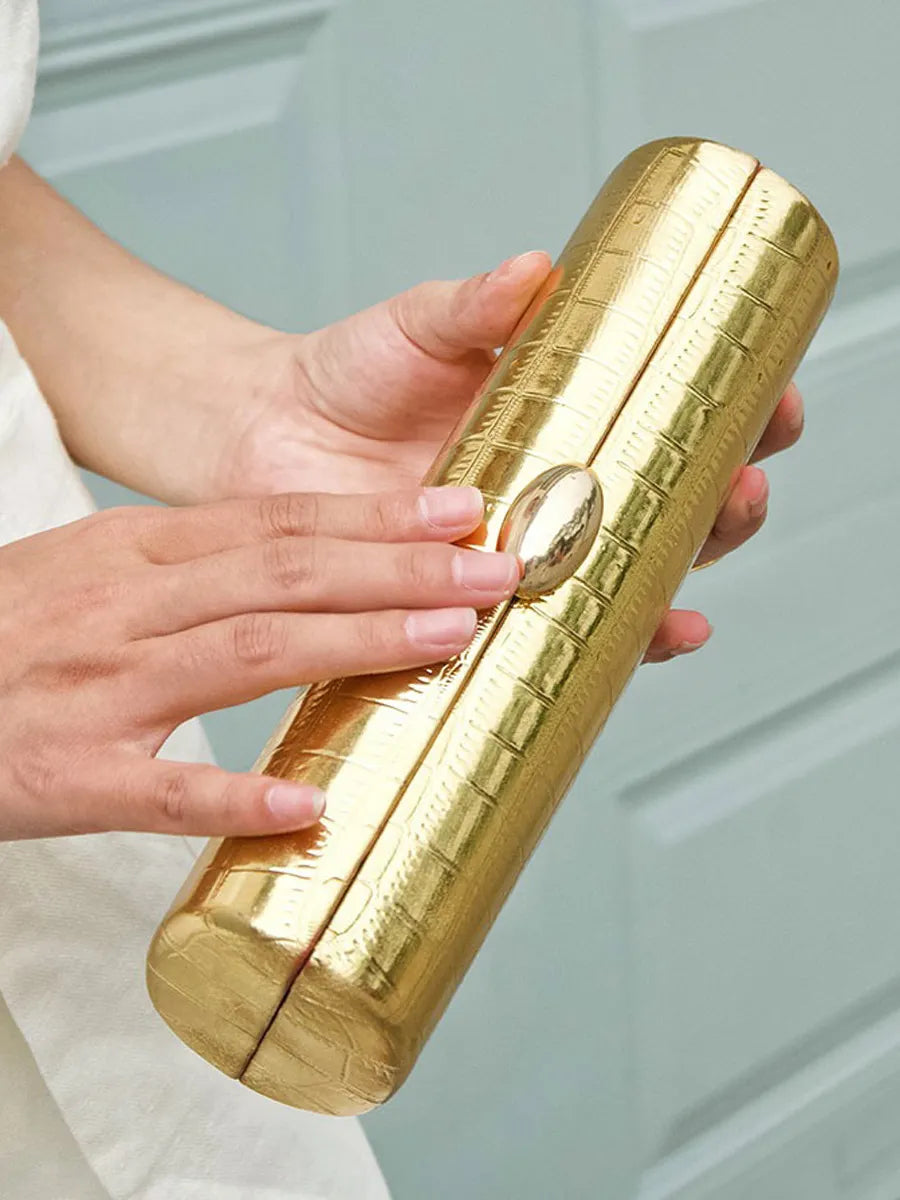 Seraphina Crocodile-embossed Cylindrical Clutch