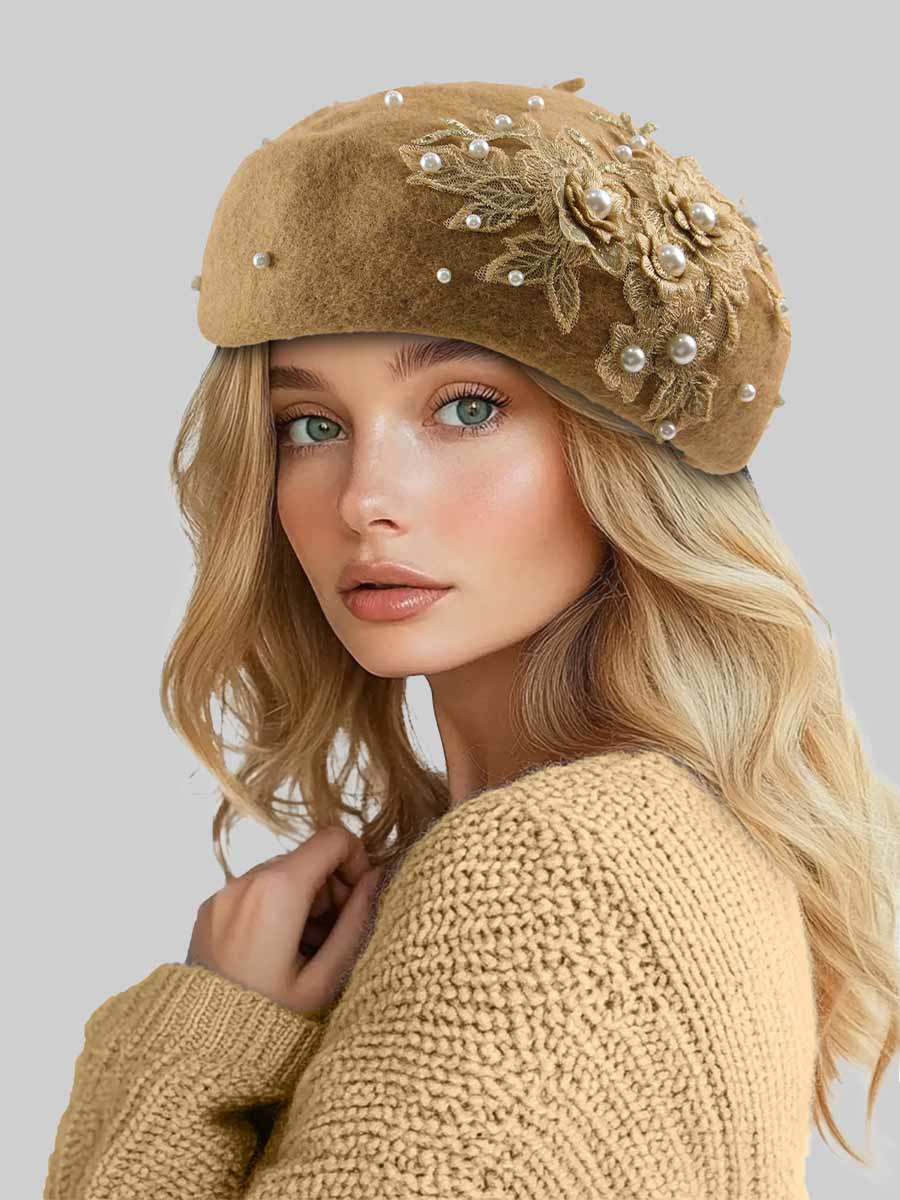 Mariana Pearl Beaded Lace Beret