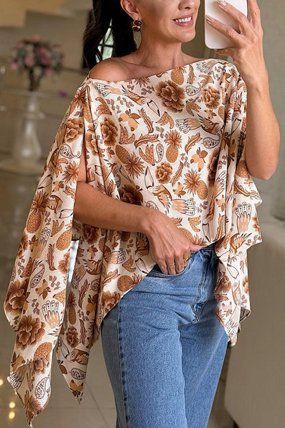 Lisette Unique Print Batwing Sleeve Loose Blouse ( Includes Tube Top）