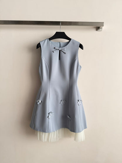 CC Bow-Tie Sleeveless Dress Light Blue Polyester 352969
