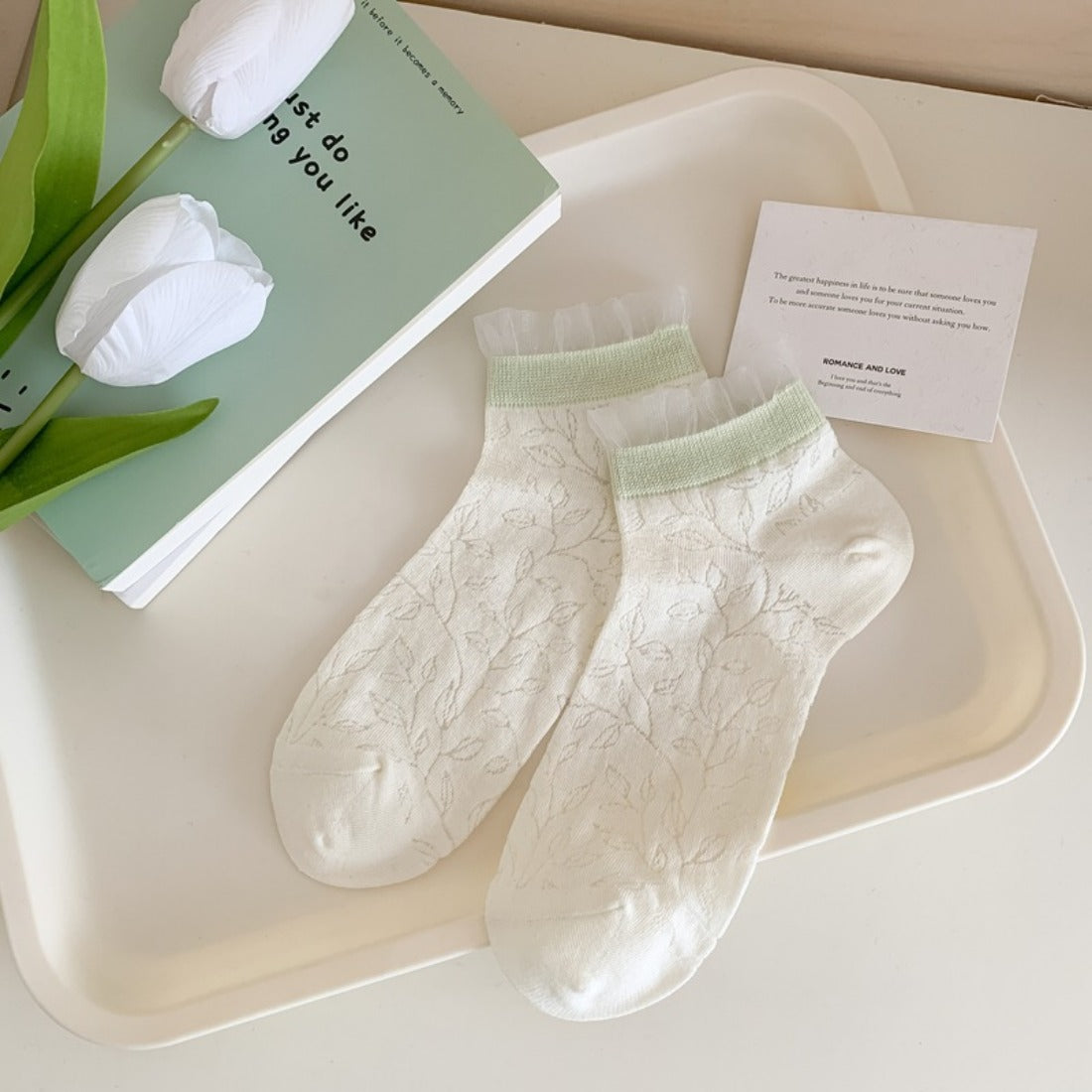 Rufia - Pastel Green &amp; Pink Summer Ankle Socks