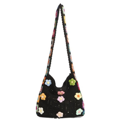 Cosbai - Floral Crochet Shoulder Bag - Summer Chic