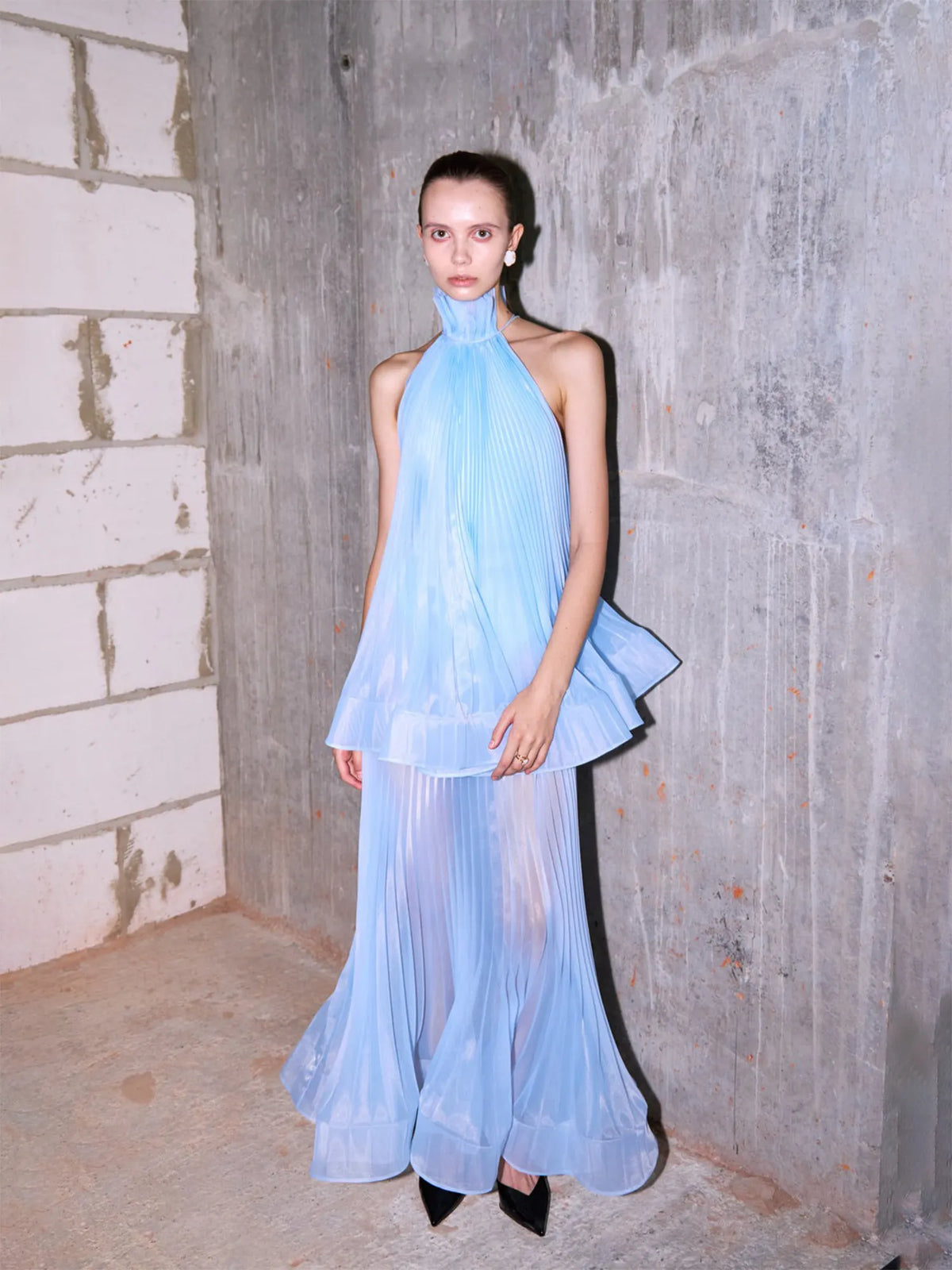 Autumn Sleeveless Pleated Maxi Dress