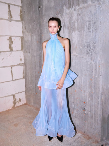 Autumn Sleeveless Pleated Maxi Dress