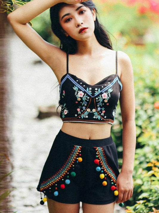 Summer New Retro Temperament Holiday National Style Split Swimsuit Three-Piece Set