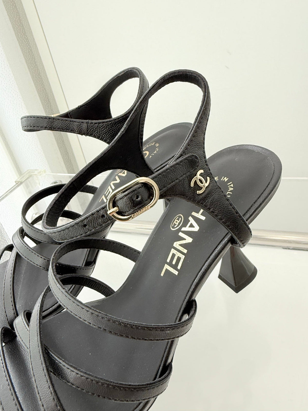 CC Cruise 25/26 Sandal 95mm Black Lambskin 597353