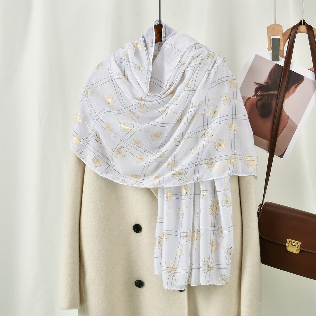 Scarvii - Golden Dandelion Printed Scarf - Stylish &amp;Soft