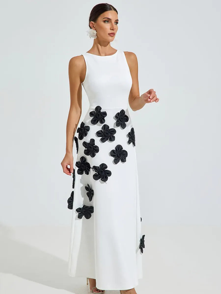 Emily Noir Blossom Maxi Dress In White