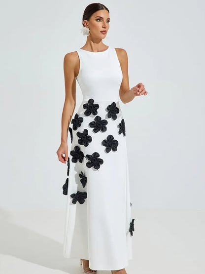 Emily Noir Blossom Maxi Dress In White