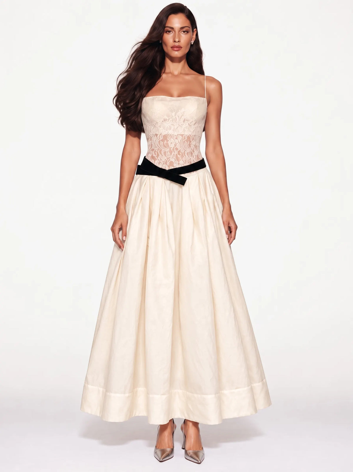 Eloisa Paneled Lace Camisole Maxi Dress