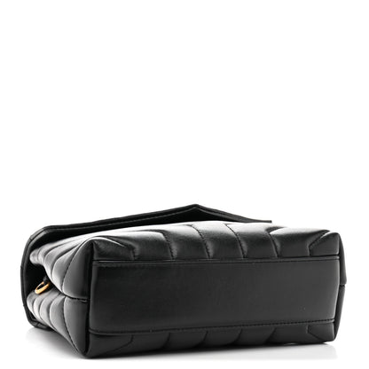 Calfskin Y Quilted Monogram Toy Loulou Crossbody Bag Black