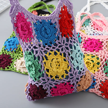 Crochet Granny Square Bag Grandma Grid Handmade Crochet Bag