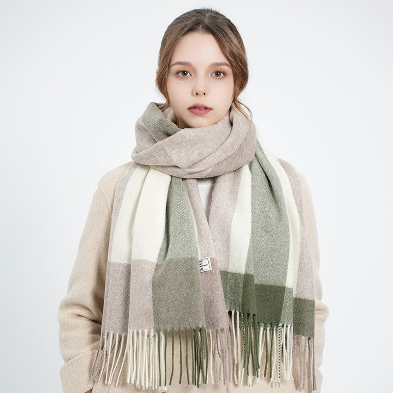 Fashion Plaid Fringe Shawl Scarf
