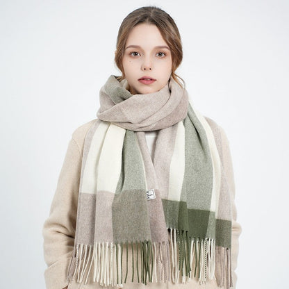 Fashion Plaid Fringe Shawl Scarf