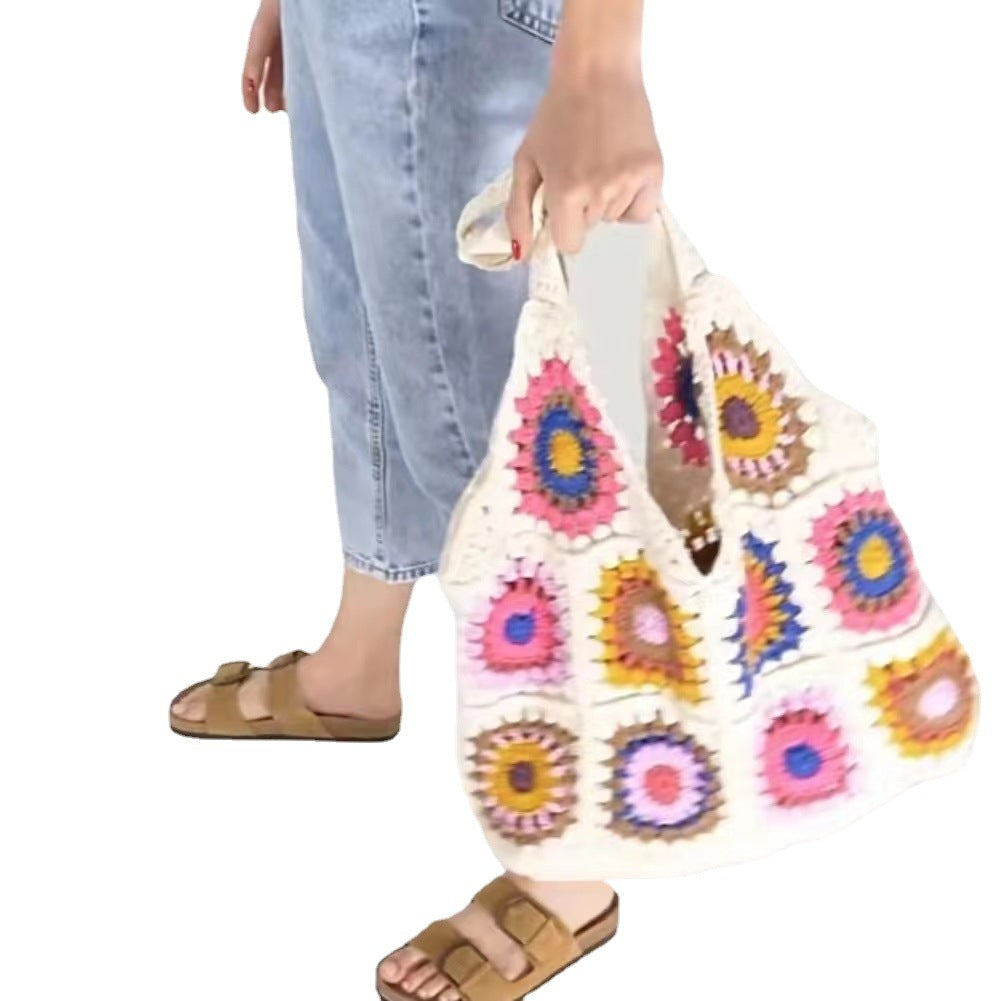 Crochet Granny Square Bag Knitted Underarm Bag