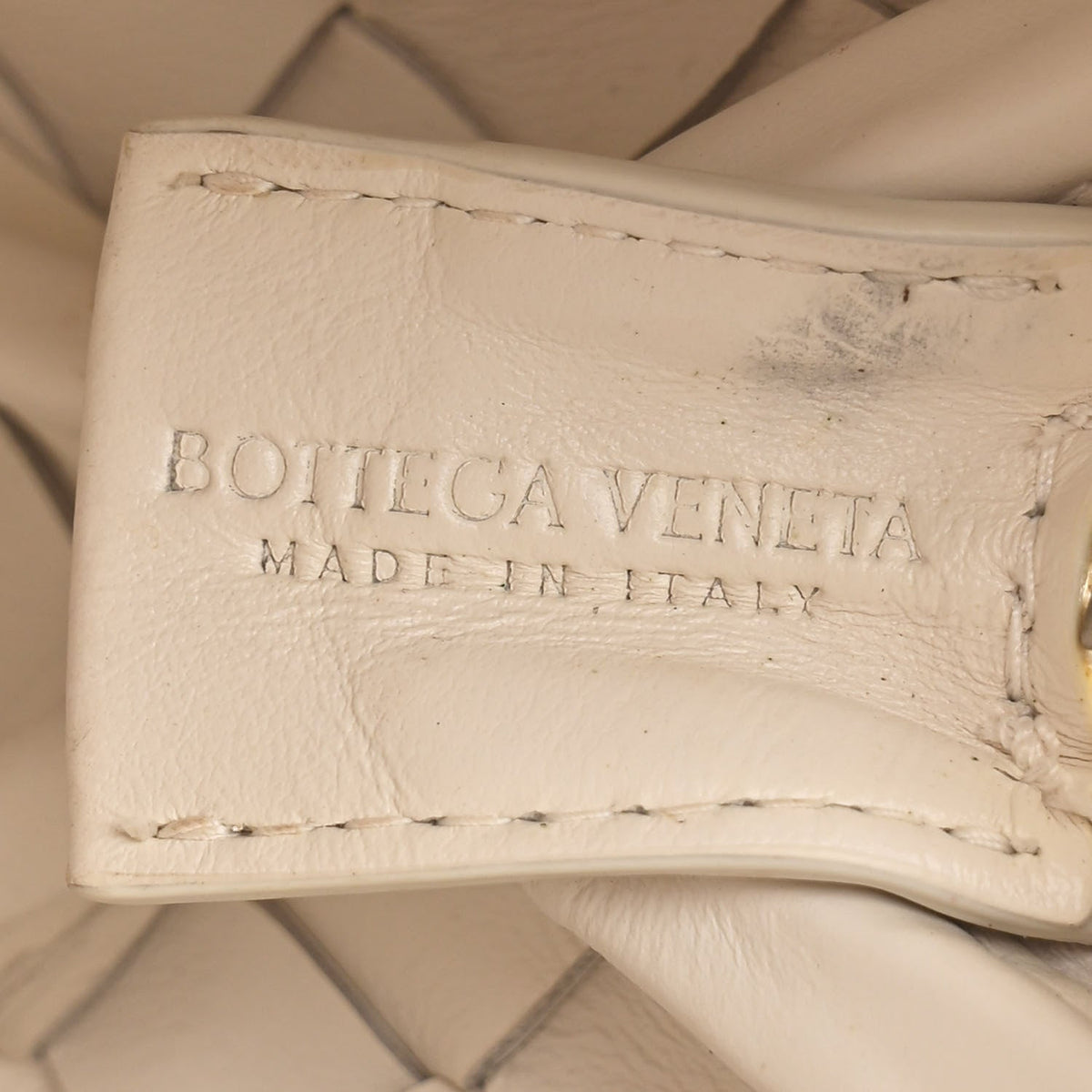 Patent Nappa Intrecciato Mini Loop Camera Bag White