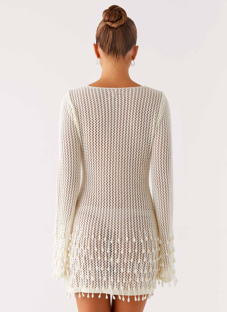 Winona Cutout Fringe Crochet Mini Dress