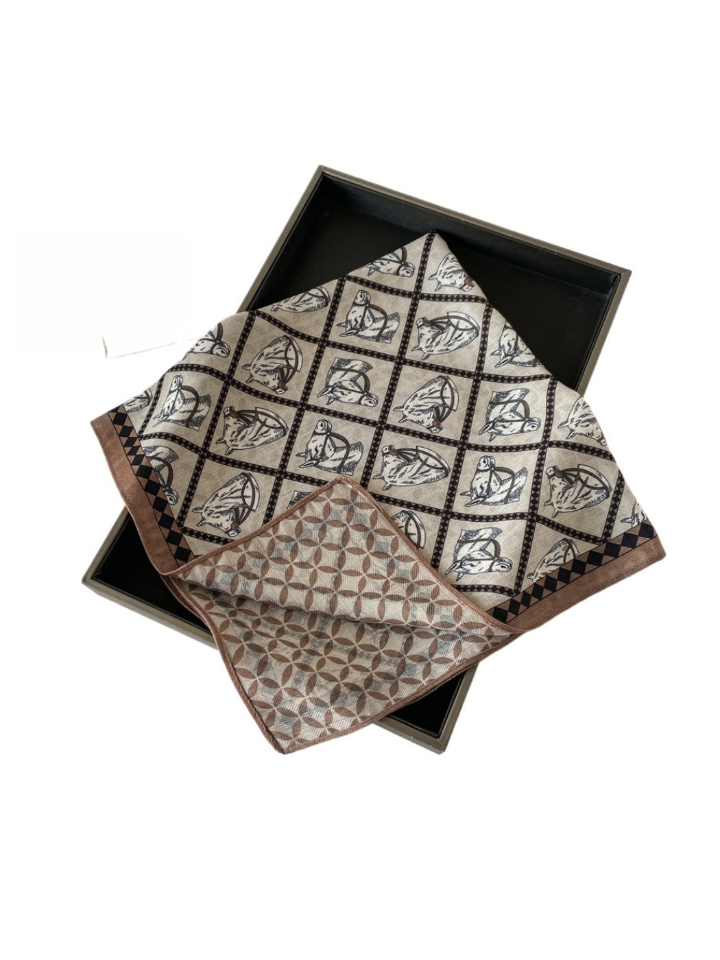 Scarvii - 24" Vintage Elegant Print Square Scarf - 6 Styles