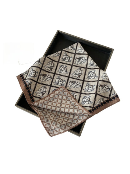 Scarvii - 24" Vintage Elegant Print Square Scarf - 6 Styles