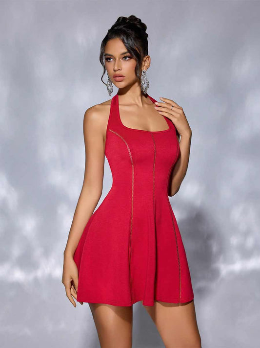 Helena Hanging Neck Backless Mini Dress