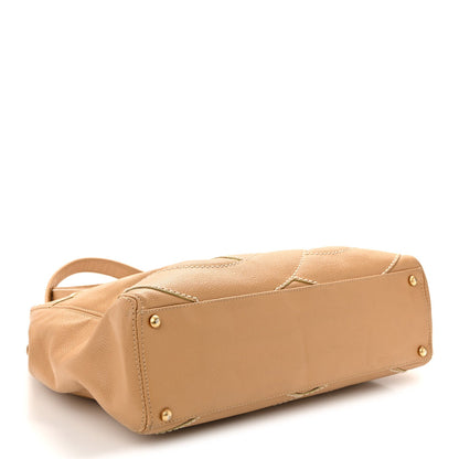 Caviar CC Stitched Medium Tote Beige