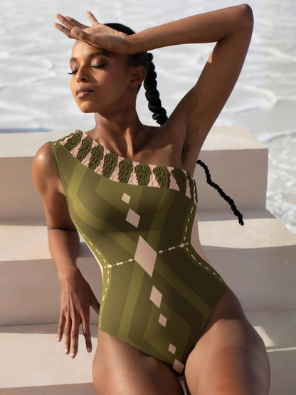 Imelda Geometric Print Swimsuit Set