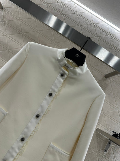 CD 25 Floral Embroidered Lapel Blazer Wool And Silk