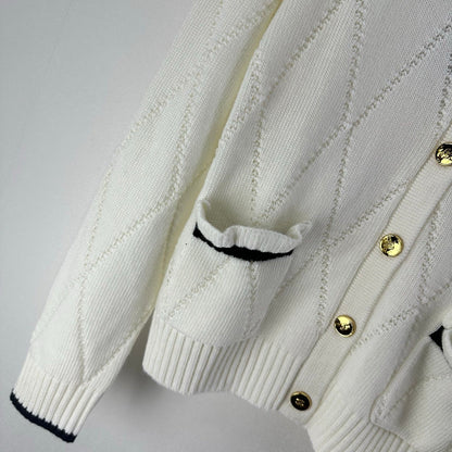 CC 26s Cardigan Black White Wool Nylon 345977