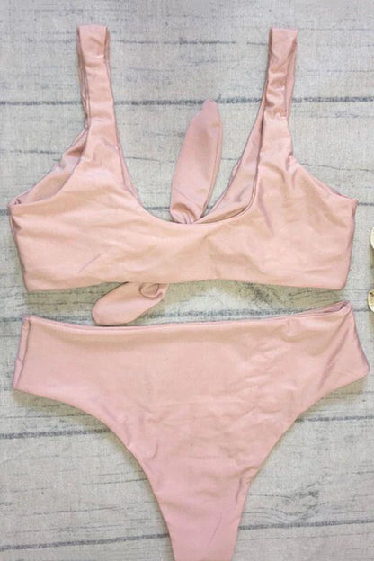 Pure Bikini Split Swimming Suit With Front Button
