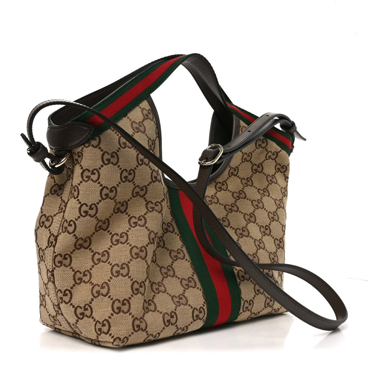 Monogram Web Small Giglio Tote Beige Dark Brown