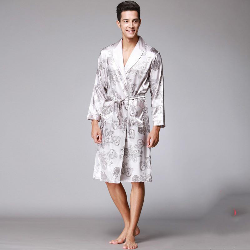 Silk Summer Men'S Nightgown Bathrobe