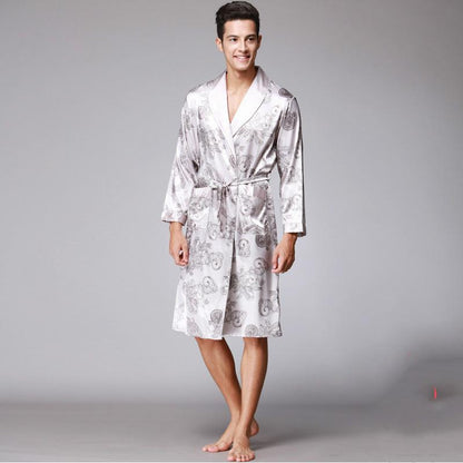 Silk Summer Men'S Nightgown Bathrobe
