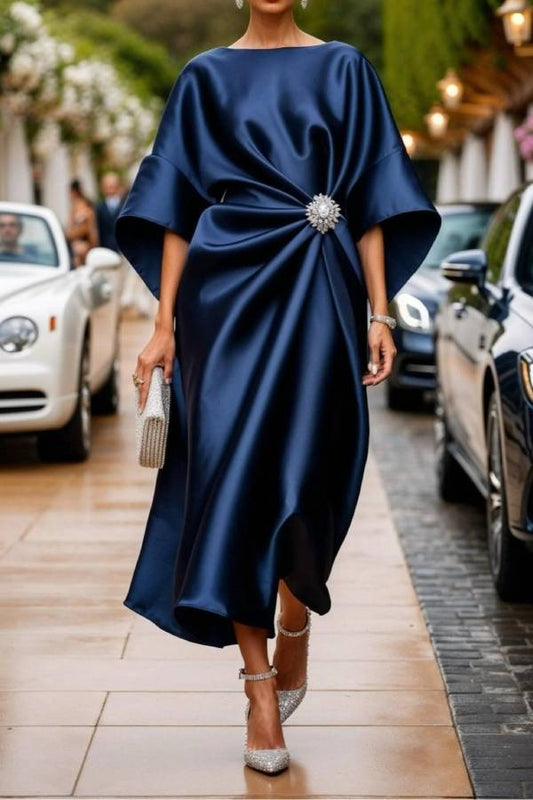 Luxe Shimmer Satin Long Dress